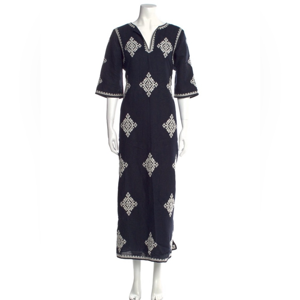 Tory Burch Long Embroidered Linen Dress Size M